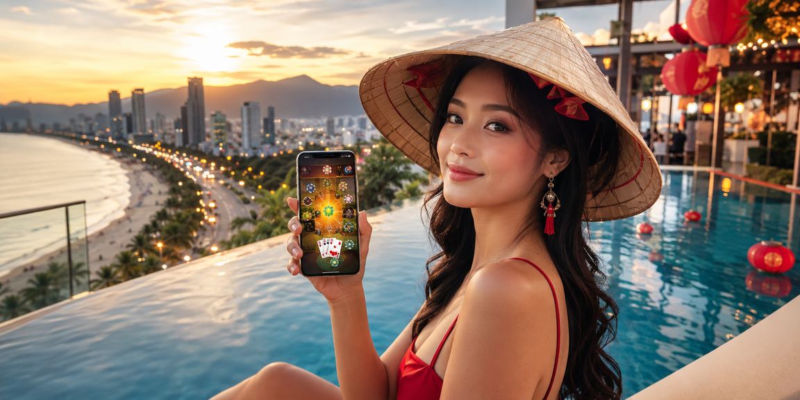 Người chơi bài tại Đà Nẵng với nón lá truyền thống Việt Nam – không khí cá cược thể thao địa phương