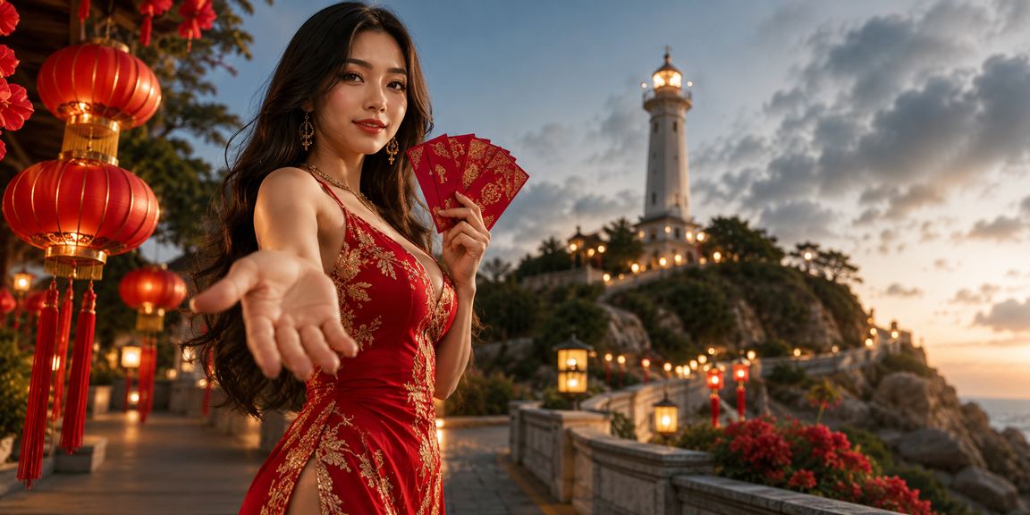 Bàn bài tại Vũng Tàu trang trí đèn lồng rực rỡ – không khí cá cược lễ hội đặc trưng miền Nam
